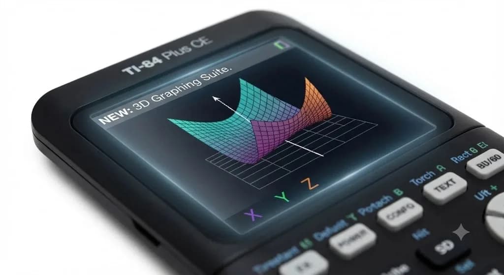 New features and updates displayed on the TI-84 Plus CE screen.
